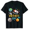 Space Birthday Shirt Planets Rocket Ship Astronaut Birthday Party Tshirts Space Birthday T-Shirt Family Suit Space Tees Clothes