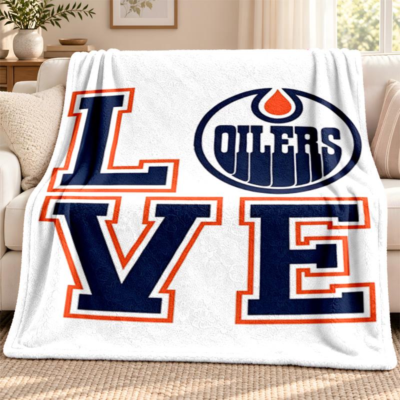 Edmonton Oilers blanket Flannel Blanket Soft Cozy Plush Throw for Sofa Bed Lightweight Home Decoration Outdoor camping