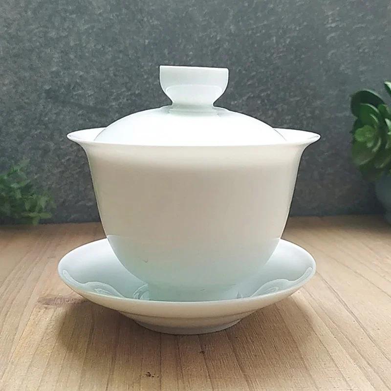 

Dehua Ceramic Gaiwan Teacup Handmade Large Tea Tureen Chinese White Porcelain Tea Bowl Tea Set Accessories Master Cup 200ml