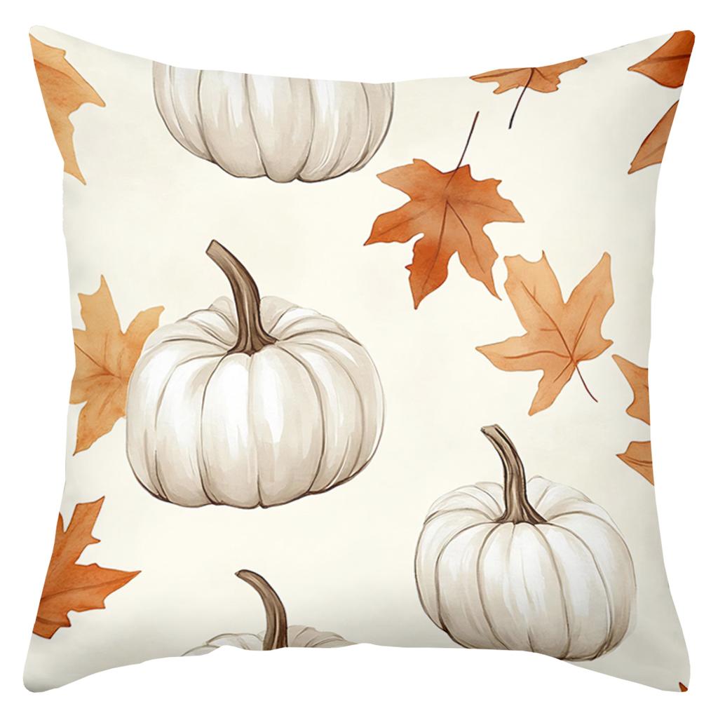 2D flat printing Autumn Pumpkins And Leaves Pattern Throw Pillows Polyester pillowcase, sofa decorative cushion cov