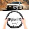 Carbon Fiber Steering Wheel Nappa Preforated Leather Red White Stitching Fit for Toyota Camry Corolla RAV‑4 Auris