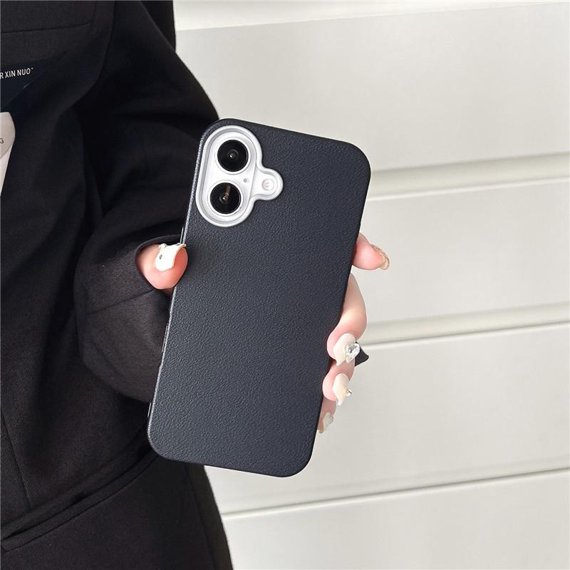 Simple Leather Texture Drop-proof Case for iPhone 16/15/14/13/12/Apple 17 Pro, Solid Color, New Model