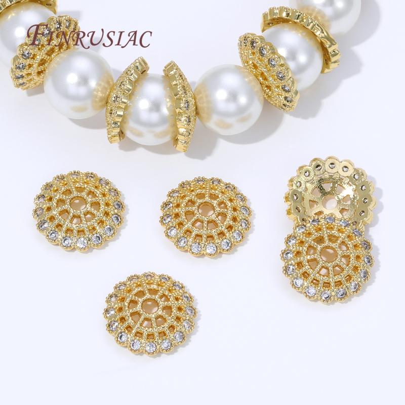 13mm 18K Gold Plated Brass Beads Caps For Jewelry Making Supplies,Round Bead Caps For Bracelets Accessories DIY Findings