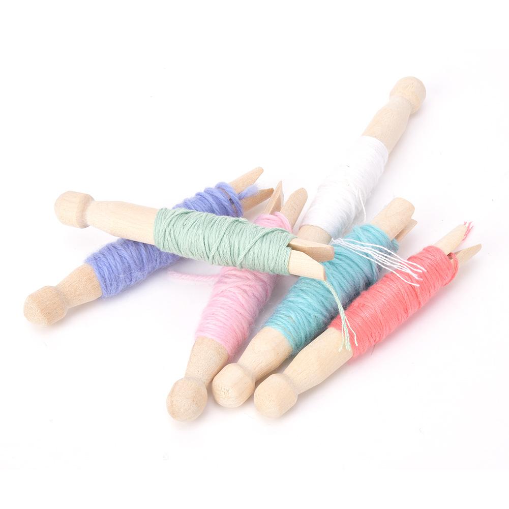 10pcs Wooden Spools Embroidery Cross Stitch Thread Wool Winding Storage Rods Sewing Accessory
