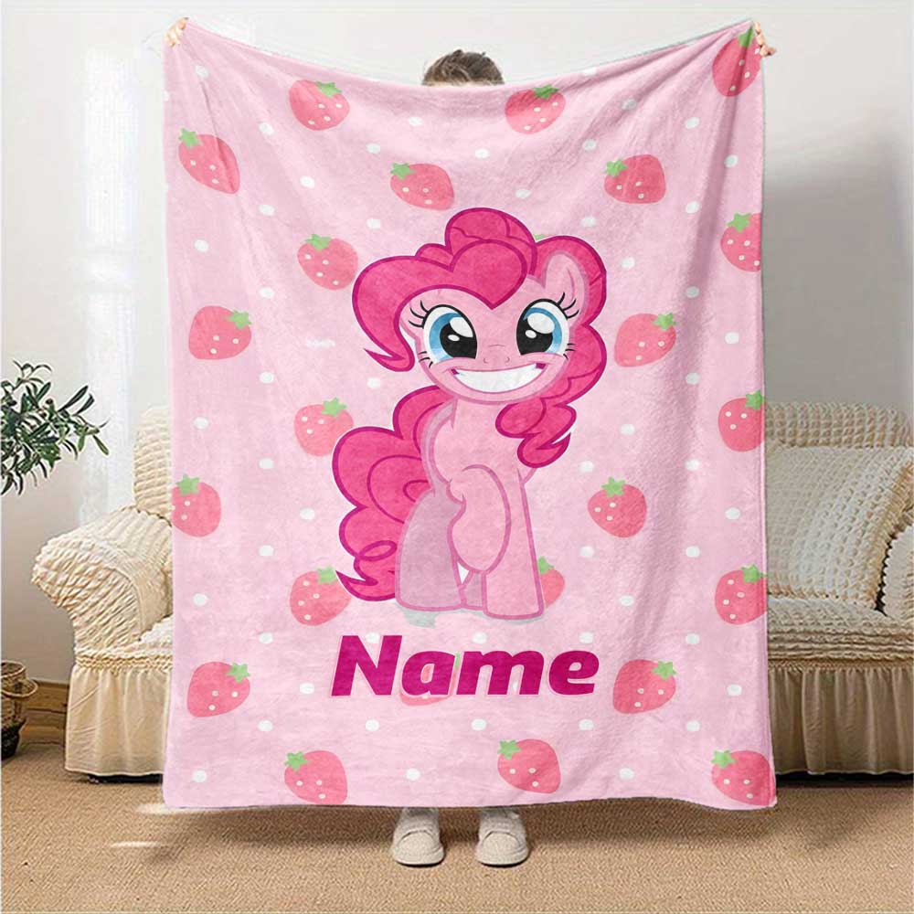Little Pony (12) Customize Your Name Blanket Throw Personalized Blanket Soft Warm Cozy Perfect for Office Livingroom Nap Bed for All Occasions