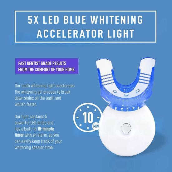 Yousheng Teeth Whitening Kit with 32 LED Gum Light Silicone Mouthpiece Gel Tube Portable IPX7 Waterproof Gum Health Toothache Relief Light Therapy