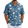 Herren Sommer Hawaiianhemd Kurzarm Kubanischer Kragen Knöpfe Casual Leichtes Atmungsaktives Gewebe Strandurlaub Hemd