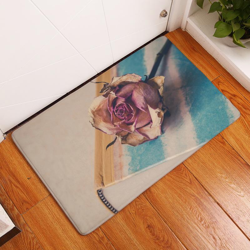 

Нековзкий килим вітальня спальня коридор кухня підлога килимок ретро олійний живопис квітковий візерунок килимок двері ганку 40x60cm