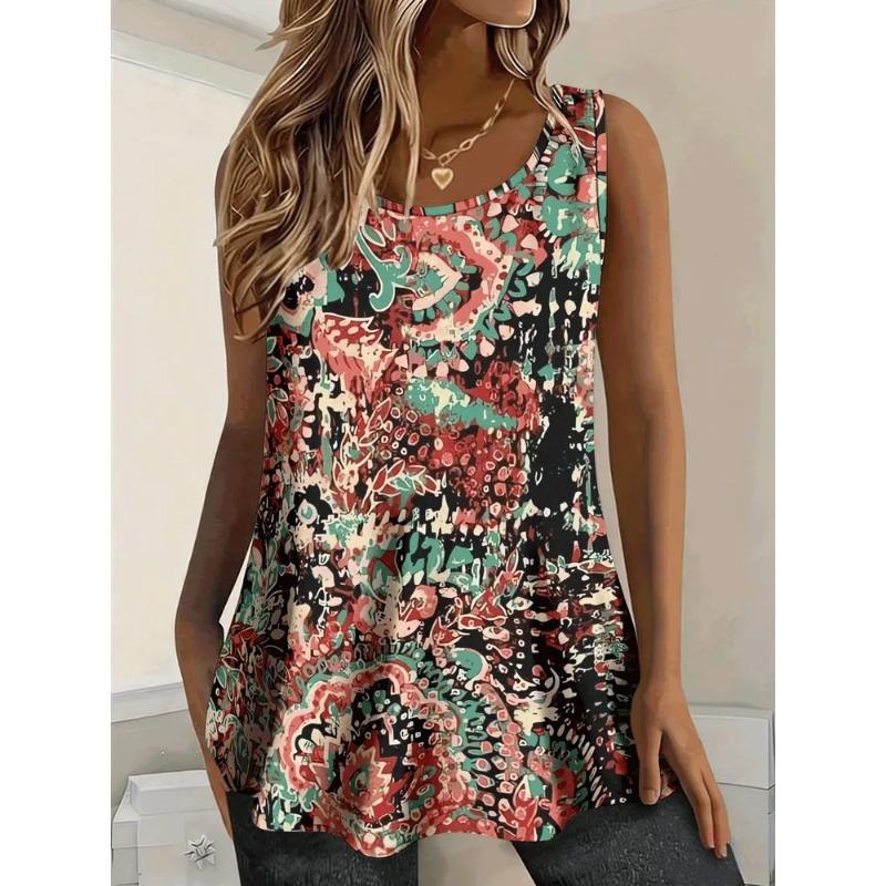 T-shirt da Donna Estiva Senza Maniche Stampa 3D Moda Versatile Traspirante Tendenza Casual