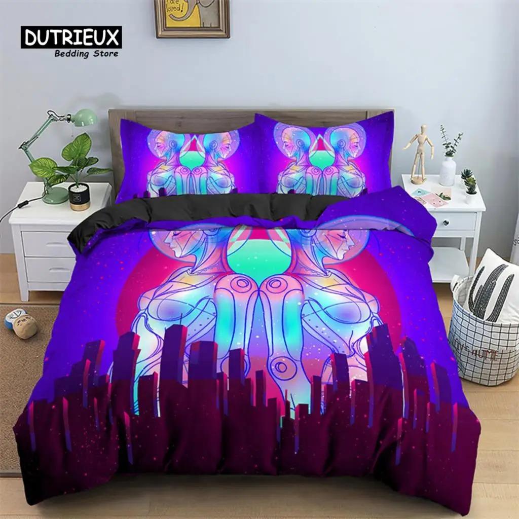 Poszewka na kołdrę Japońskie Fale Mikrofibra Abstrakcyjny Wzór Geometryczny Komplet pościeli Psychedeliczna Poszewka na kołdrę Dla Dziewcząt Pokój Nastolatka