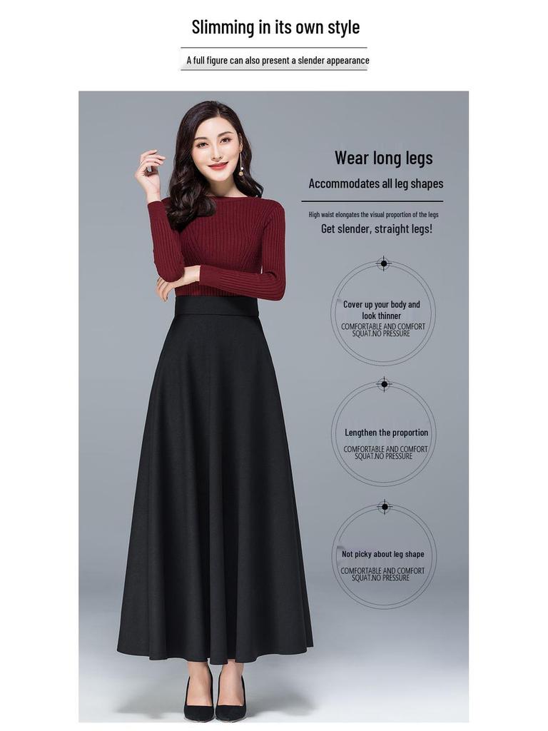 Plus Size A-Line Flowing Skirt – New Spring/Autumn Style for a Professional, Slimming Look
