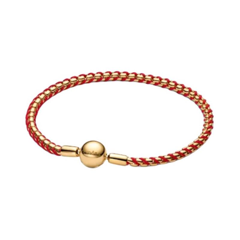 Pandora Snake bone chain intertwined design bracelet women s red 563816CO1