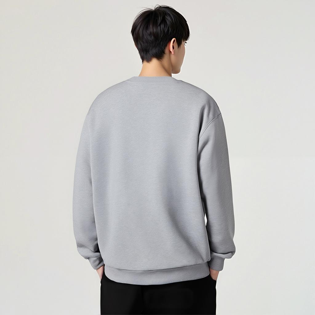 Li Ning Sweatshirts Men's Heather Gray Geologic Gray Mixed Color Crew Neck Moderate AWDVJ29-2