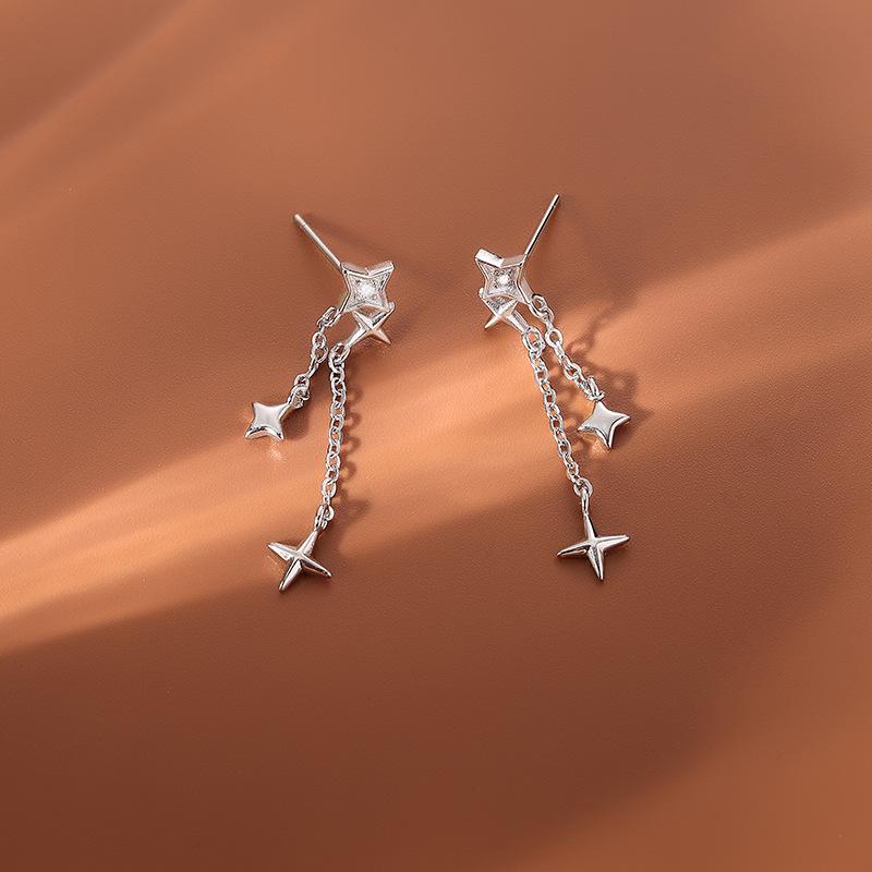 Orecchini a Stella Scintillanti con Diamanti Fangxing per Donna, Nuovo Design Trendy e di Nicchia, Orecchini Semplici e di Alta Gamma