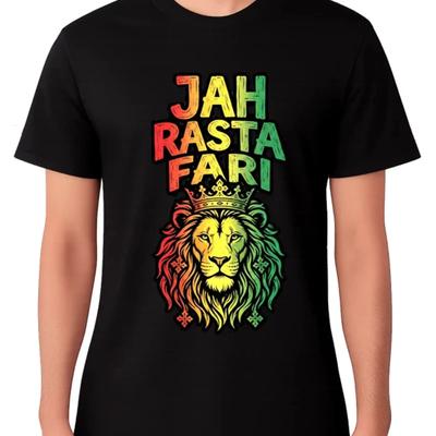 Jah Rasta Fari T Shirt Reggae Mens Ladies Rastaman Lion Rastafarian Designer Clothes Slightly