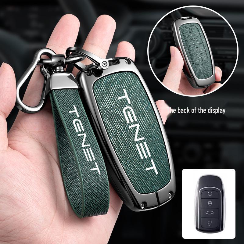 Luxury Drop-proof Anti-lost Key Case for Tenet Tianneng T4, T7, T8, T9 Car Locks - Simple and Stylish Design for Men