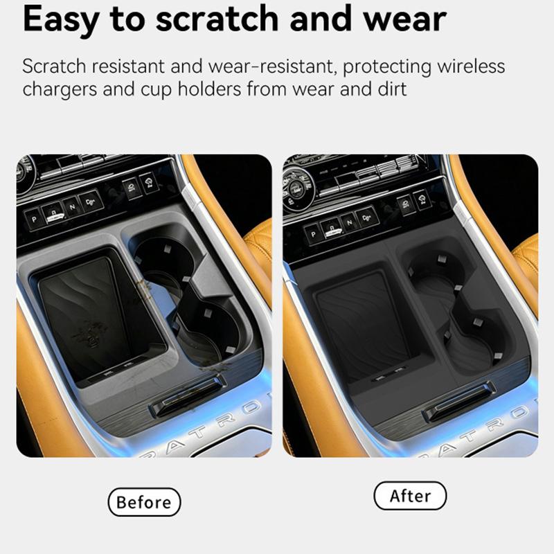 For Nissan Patrol Y63 Armada 2025 2026 Silicone Material for Wireless Water Filling Cup Protection Pad In Car Center Console