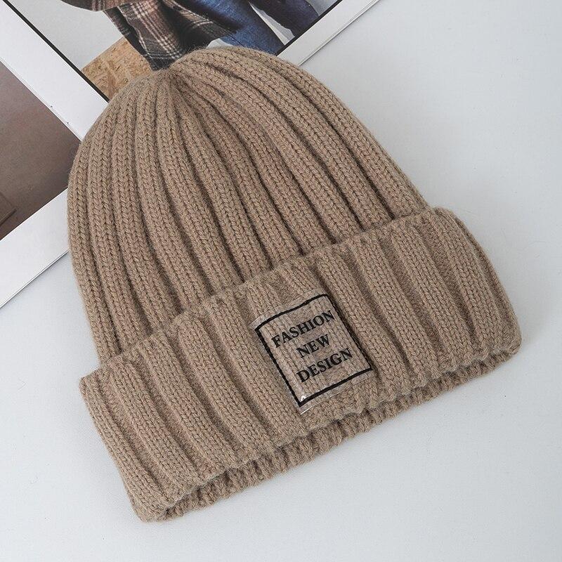 Nuevos sombreros de invierno para mujer, gorro cálido Kpop Steeetwear, gorro para mujer, etiqueta transparente informal, sombreros tejidos de invierno
