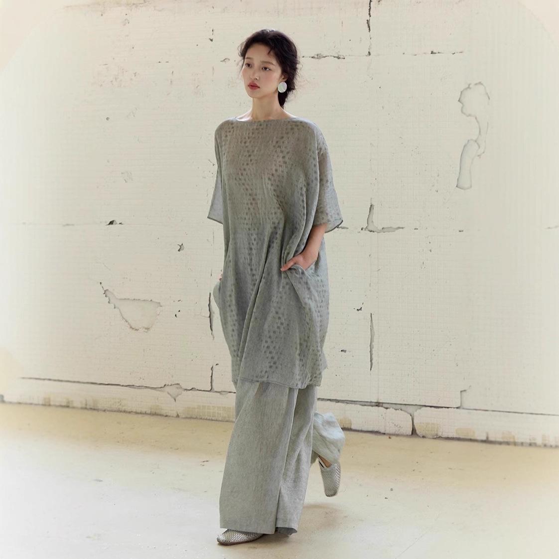 Артистичный ретро-силуэт, свободный длинный топ/платье - Стройнящее, больших размеров L