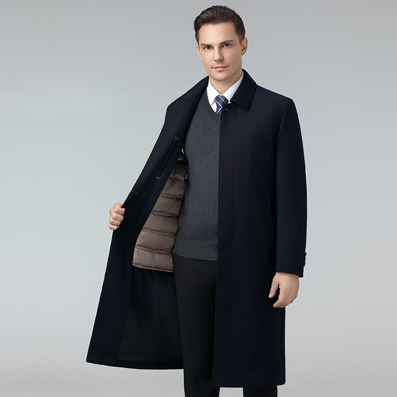 Men's Middle-aged and Elderly Down Jacket Men's Winter New Thickened Long Over-the-knee Jacket for the Elderly, Middle-aged and Dad