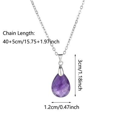 1pc Natural Stone Pendant Teardrop Simple Pendant Necklace for DIY Necklace Amethys Tiger Eye Necklace Jewelry Gifts