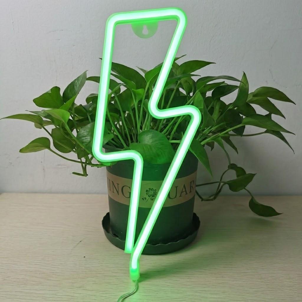 Creative LED Lightning Shape Festival Home Atmosphere Lamp Stylish Neon Style Multicolor Light Decor
