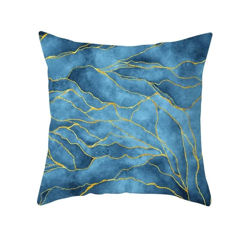 45x45cm Light Luxury Blue Abstract Print Throw Pillow Cover Sofa Cushion  Marble Stripe   Home Decor
