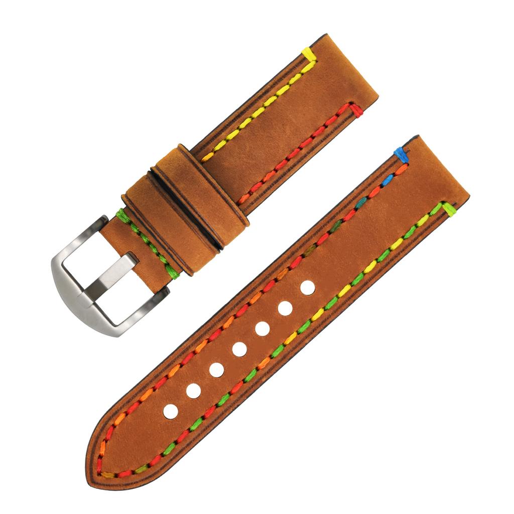 22 Get The Goods, Crazy Horse Leather Strap, High-Quality First-Layer Cowhide Handmade Strap, Watch Accessories.