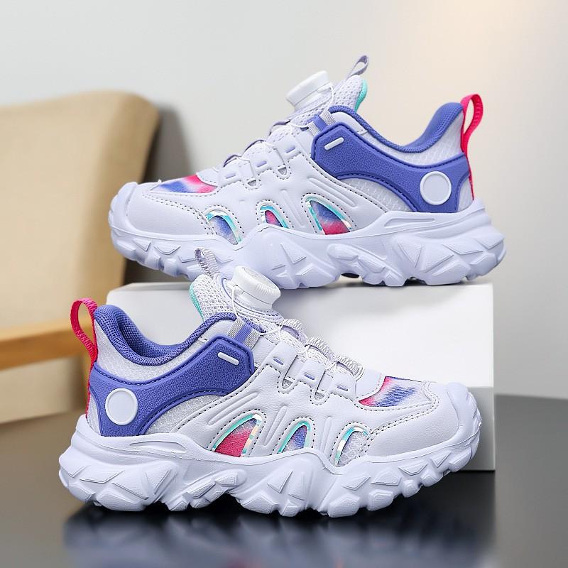 Girls 'swivel Button Sneakers 2026 New Children's Lightweight Breathable Soft-sole Running Shoes Physical