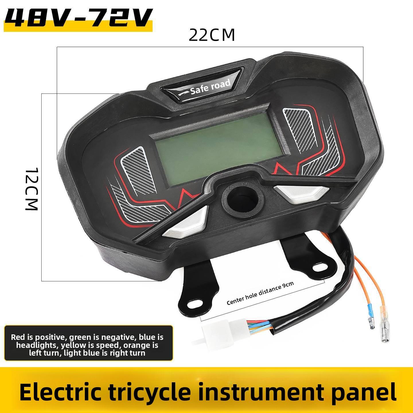 48-72V Electric Tricycle LCD Dashboard Digital Speedometer Odometer Voltage Indicator Instrument Replacement Parts.