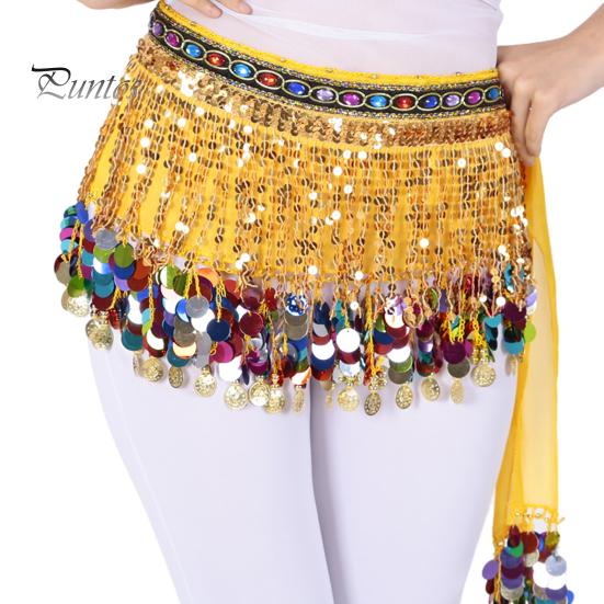 Gonna da danza del ventre con paillettes e nappa, sciarpa in vita, stile esotico, annodabile, gonna sottile regolabile, gonna trasparente in pizzo, spettacolo teatrale, cosplay, minigonna, grembiule avvolgente