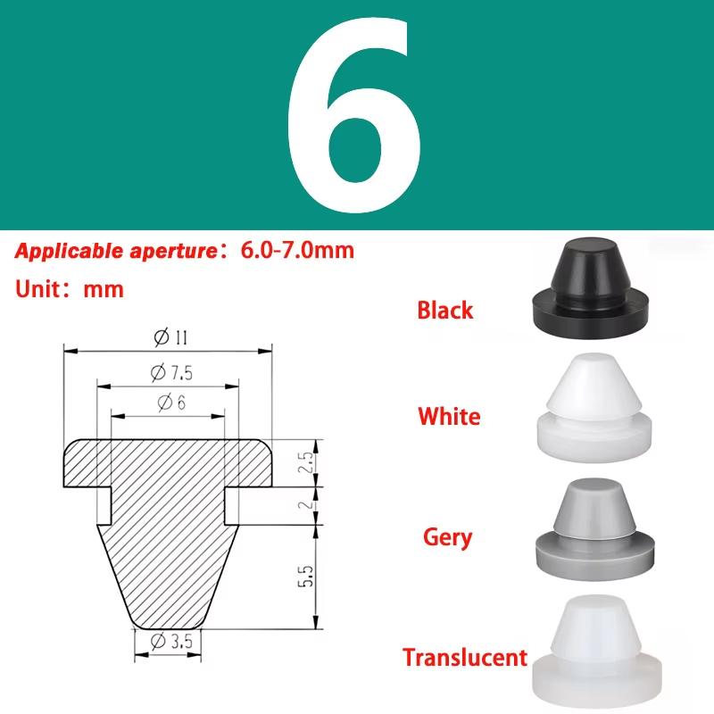 Snap-on Silicone Rubber Plug 3/3.5/4/4.5/5/6/6.5/7-14mm Soft Seal Hole Plugs Blanking End Cap T Type Hole Plug Cover Four Colors
