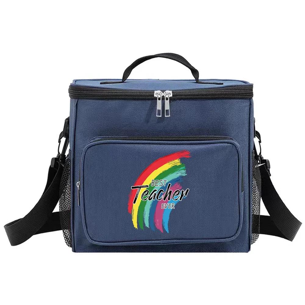 Insulated Bags Portable Shoulder Lunch Bag Waterproof Cooler Box Thermal Organizer Handbag for Men and Women Teacher Pattern