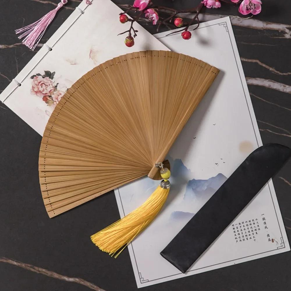 Chinese Style Japanese Classical Folding Fan Black Ancient Style Women's Folding Fan Portable Handmade Hand Fans Home Decoration