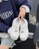 Women's Platform Sneakers - Genuine Leather, White, Height-Increasing, Autumn 2025 Collection, 7CM Sole, Petite Casual Sports Style