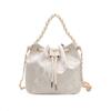 Large Capacity Pearl Feeling Pumping Belt Trendy Wind Crossbody Portable Bucket Women's Bag