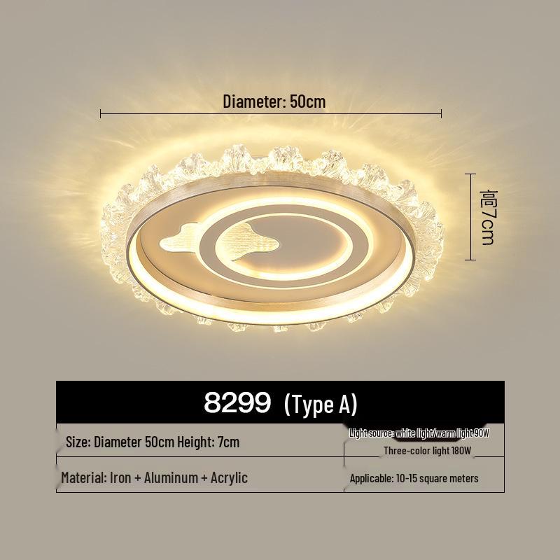 Elegant Crystal Ceiling Light - Modern, Minimalist, Eye-Protection Design for Luxury Bedrooms