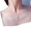 Zhenrong T Square Zircon Pendant Cross Necklace with Full Diamond Clavicle Chain for Women
