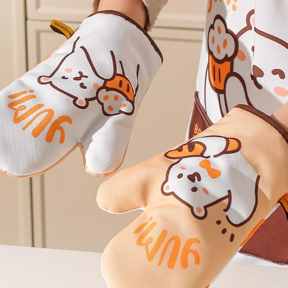 Thickened Insulated Gloves Cotton Microwave Oven Gloves Durable Heat-Resistant Gloves  Kitchen