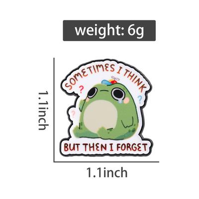 Manchmal denke ich nach, aber dann vergesse ich es Emaille Anstecknadel Cartoon Frosch Wortspiel Anstecker Reversabzeichen Lustiger Tier Schmuck Geschenk für Kinder Freunde