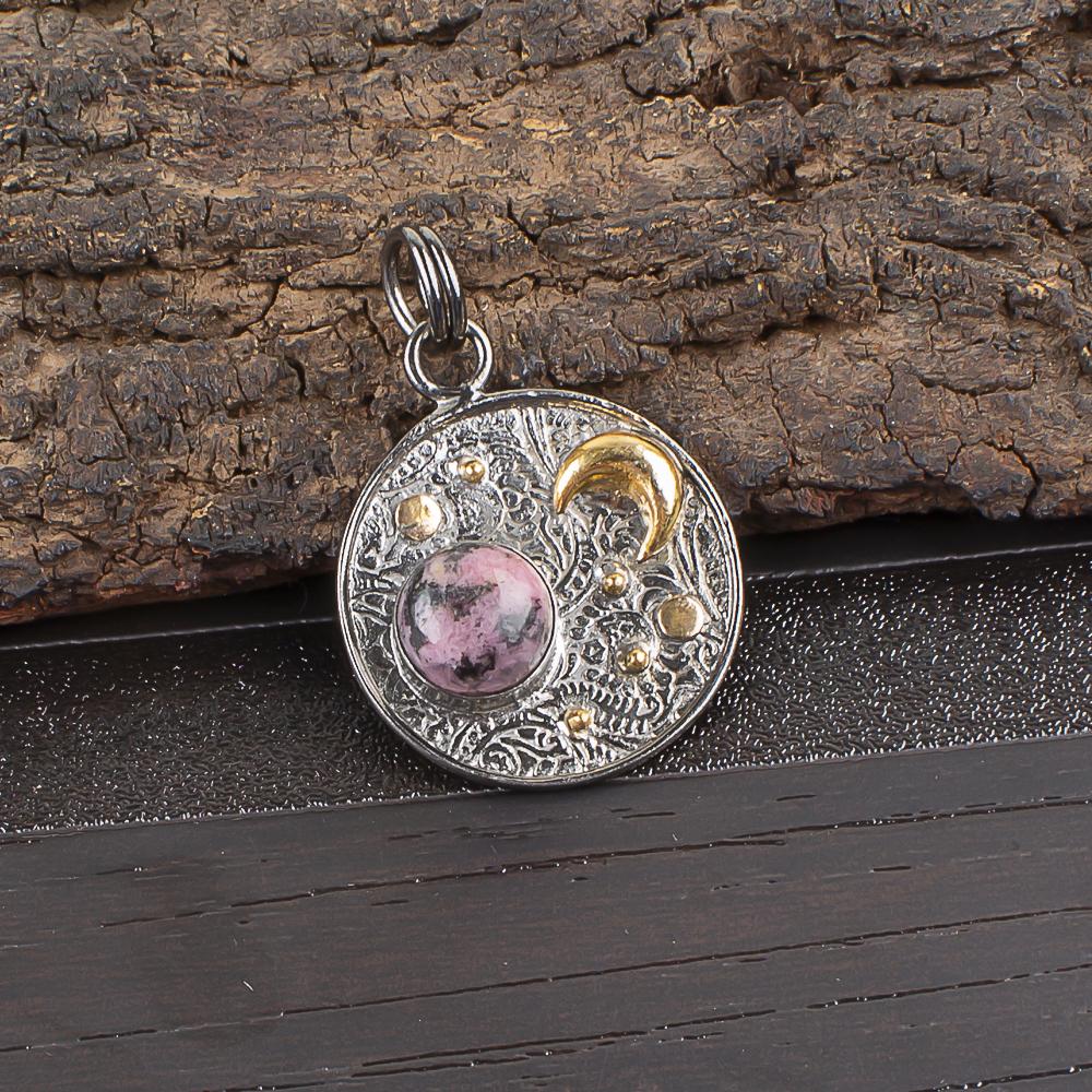 Black Rhodonite Gemstone Jewelry, 925 Sterling Silver Pendant Handmade Gorgeous Silver Chain Pendant For Wedding Gift