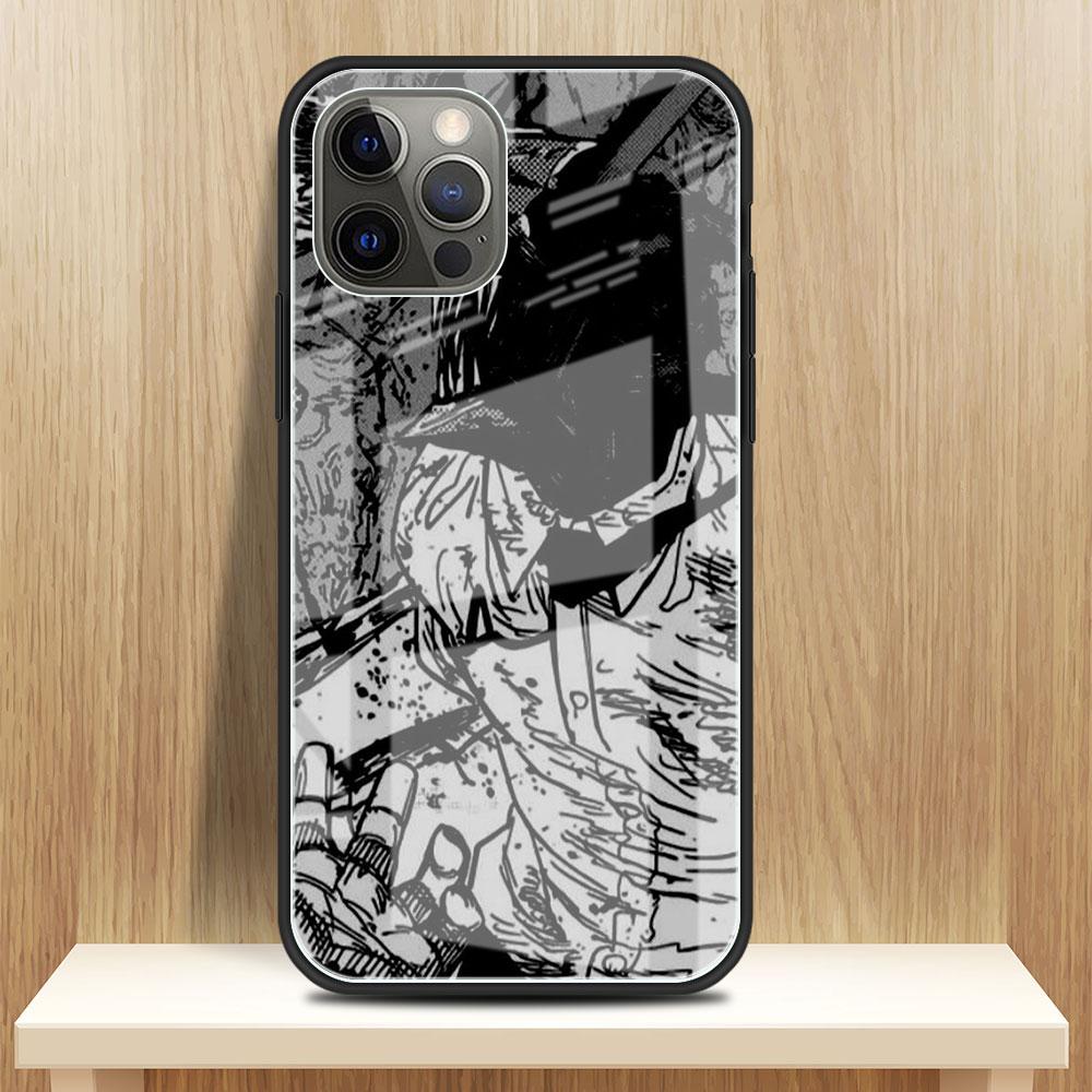 Chainsaw Man Cool Glass Case For Apple iPhone 14 13 Pro 11 12 7 8 Plus SE 2022 XR X XS Max 6 6S Tempered Phone Cover