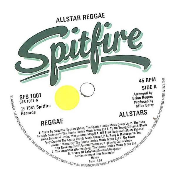 

7inch Record REGGAE ALLSTARS Allstar Reggae SFS1001 Spitfire 1981 UK Reggae Ska Dub Used