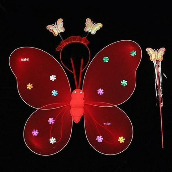 Girls' Luminous Butterfly Wings & Light-Up Fairy Wand Dress-Up Set