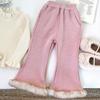 Girls' Winter 2025 Chinese-Style Fleece-Lined Vest & Flared Pants Two-Piece Set