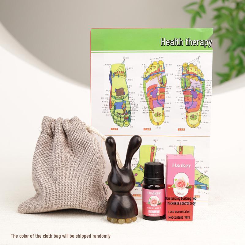 Natürlicher Grüner Sandelholz Kaninchenauge Massager & Lotus Samen Gesicht Akupunkturpunkt Stick