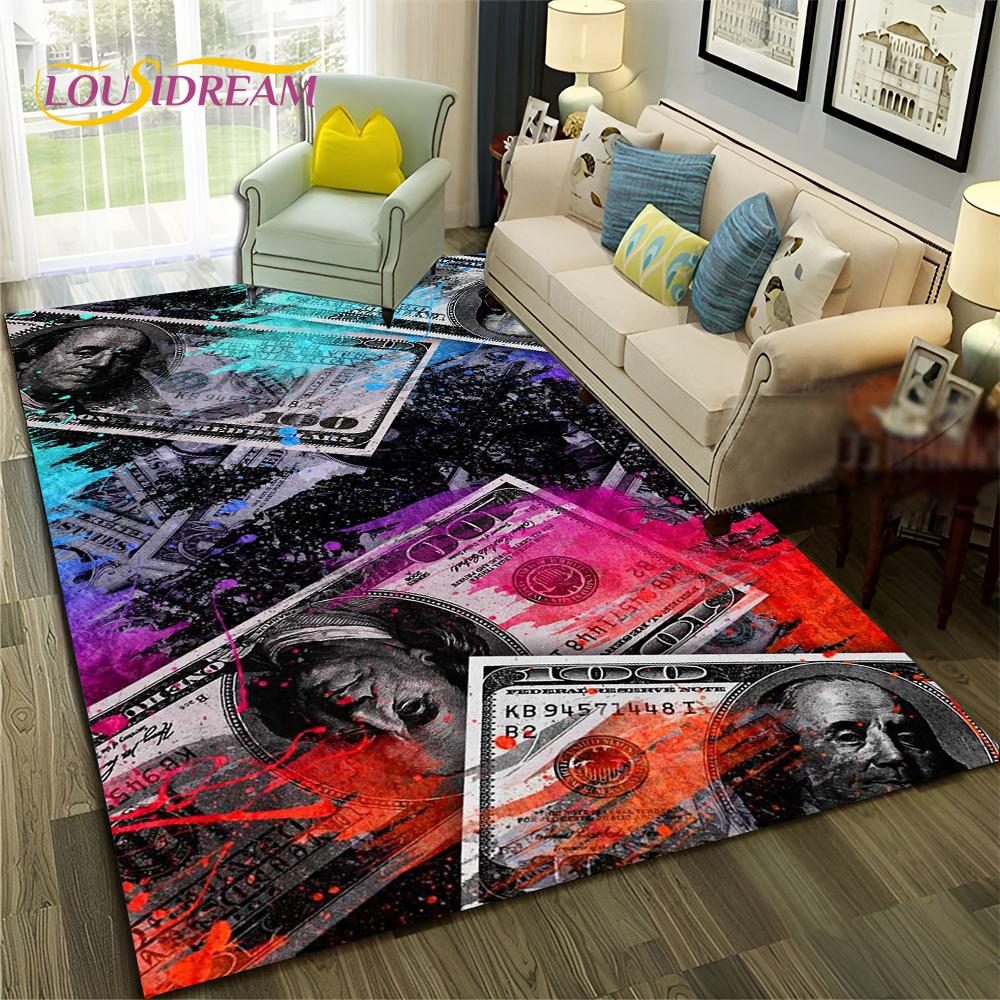 3D Dollar Euro Money  Rich Pattern Carpet Rug for Home Living Room Bedroom Sofa Doormat Decor,Child Area Rug Non-slip Floor Mat