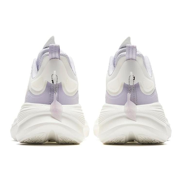 New Anta Leaf 3.0 Cushioning Wear Resistant Low Top Sprint Running Shoes Women's Ivory White Purple 922315520-6