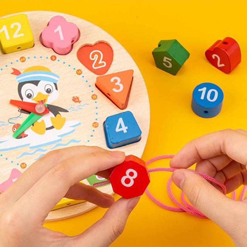 Children Wooden Toys Clock Rainbow Tower Caterpillar Around Beads Shape Matching Kids Montessori Early Education Toy TMZ