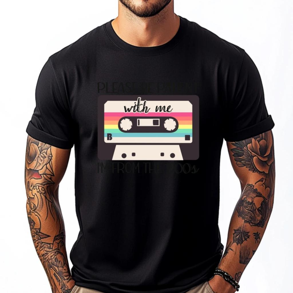 Please Be Patient With Me Im From The 1900s Cassette Funny T Shirts Men Oversized T Shirt Tops & Tees Gothic Style